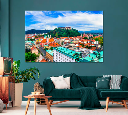 Castle and Old Town Ljubljana Slovenia Canvas Print-Canvas Print-CetArt-1 Panel-24x16 inches-CetArt