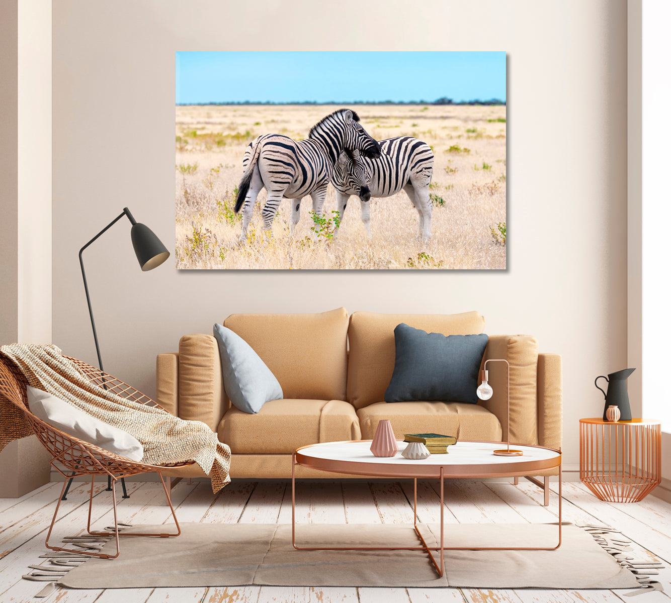 Family of African Zebras Canvas Print-Canvas Print-CetArt-1 Panel-24x16 inches-CetArt