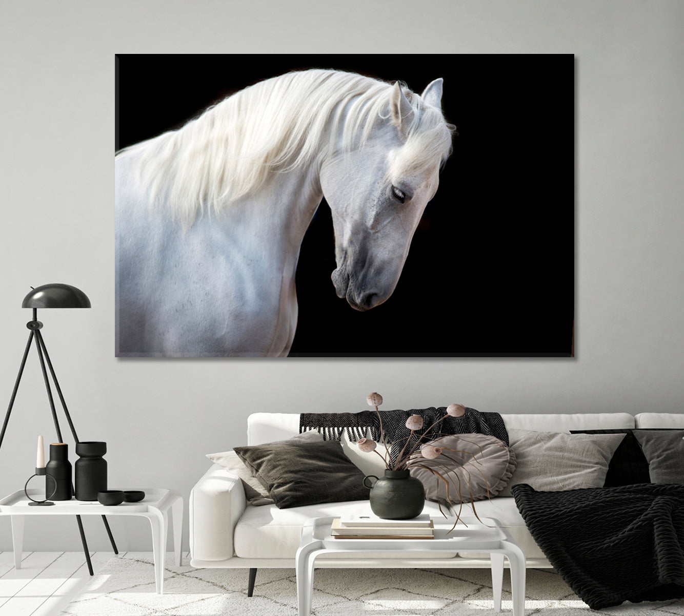 White Horse Portrait Canvas Print-Canvas Print-CetArt-1 Panel-24x16 inches-CetArt