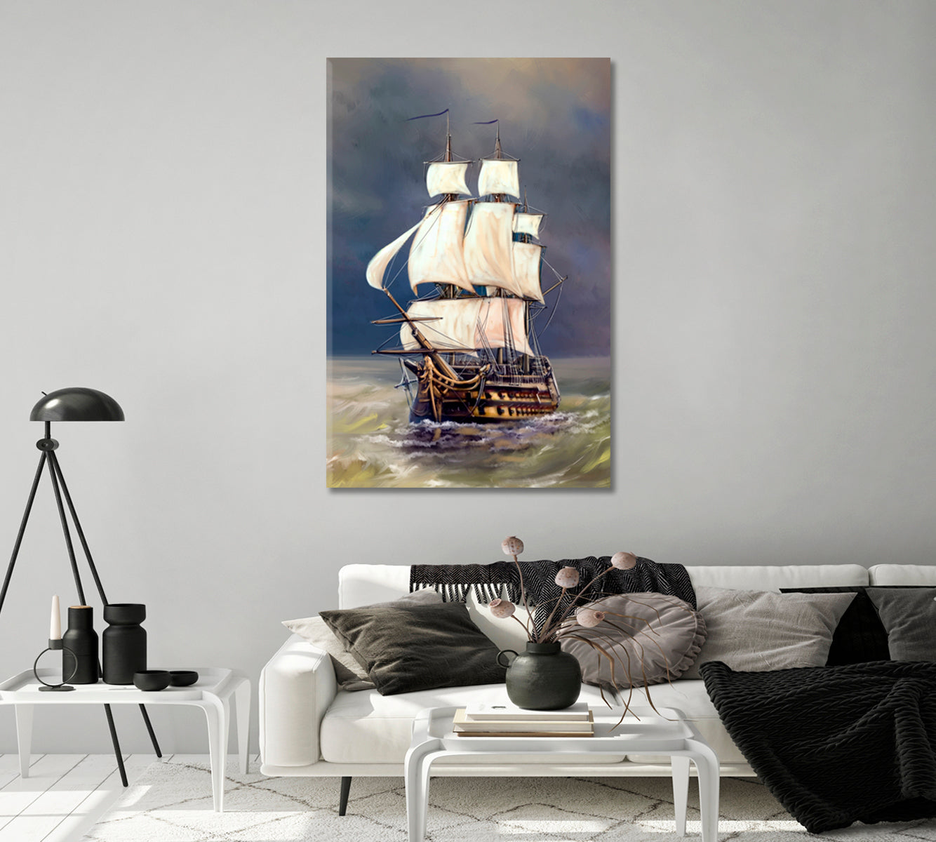 Sailing Ship in the Sea Canvas Print-Canvas Print-CetArt-1 panel-16x24 inches-CetArt