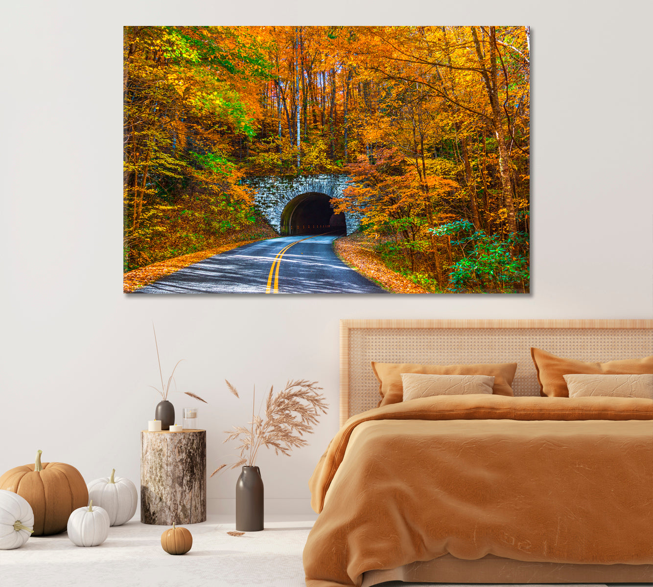 Blue Ridge Parkway Tunnel During Fall North Carolina Canvas Print-Canvas Print-CetArt-1 Panel-24x16 inches-CetArt