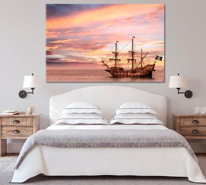 Vintage Pirate Ship Canvas Print-Canvas Print-CetArt-1 Panel-24x16 inches-CetArt