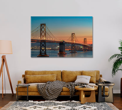 Bay Bridge Sunset San Francisco Canvas Print-Canvas Print-CetArt-1 Panel-24x16 inches-CetArt