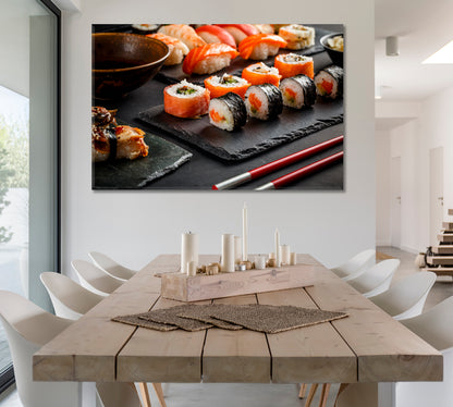 Different Kinds of Sushi Rolls Canvas Print-Canvas Print-CetArt-1 Panel-24x16 inches-CetArt