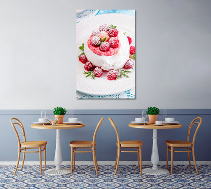 Meringue with Fresh Raspberries Canvas Print-Canvas Print-CetArt-1 panel-16x24 inches-CetArt