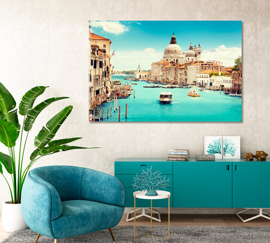 Grand Canal and Basilica Santa Maria Della Salute Venice Italy Canvas Print-Canvas Print-CetArt-1 Panel-24x16 inches-CetArt