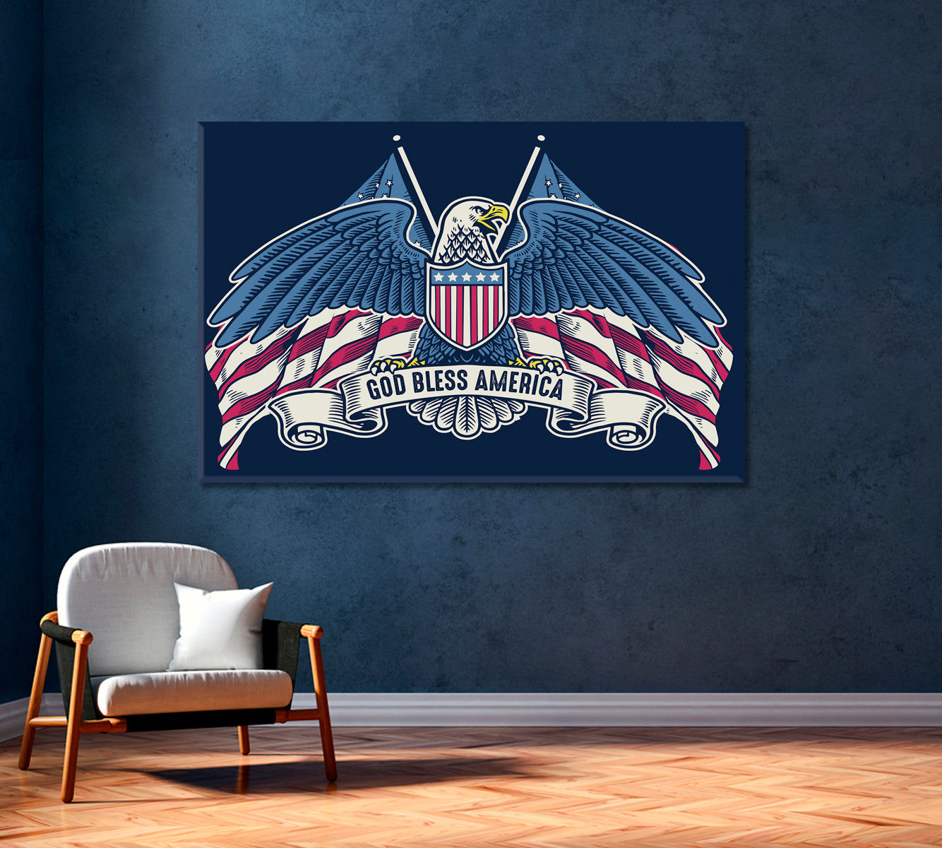 Abstract American Flag with Eagle Canvas Print-Canvas Print-CetArt-1 Panel-24x16 inches-CetArt