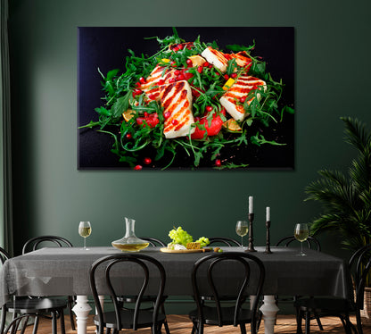 Salad with Grilled Halloumi and Arugula Canvas Print-Canvas Print-CetArt-1 Panel-24x16 inches-CetArt