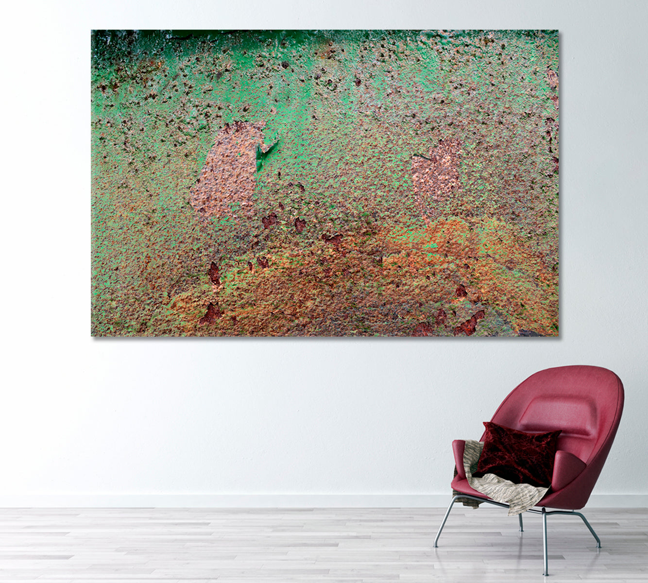 Abstract Old Green Cracked Wall Canvas Print-Canvas Print-CetArt-1 Panel-24x16 inches-CetArt