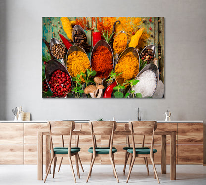 Assorted Spices in Tablespoons Canvas Print-CetArt-1 Panel-24x16 inches-CetArt