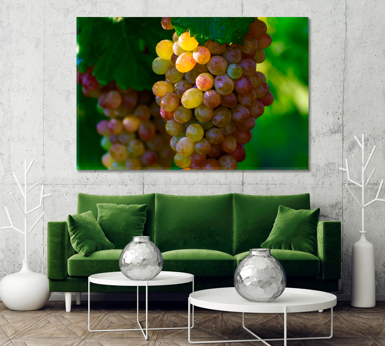 Morning Dew with Sunbeams on Bunches Grapes Canvas Print-Canvas Print-CetArt-1 Panel-24x16 inches-CetArt