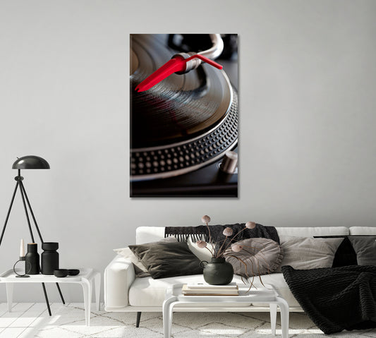 Record Player with Red Needle Canvas Print-Canvas Print-CetArt-1 panel-16x24 inches-CetArt