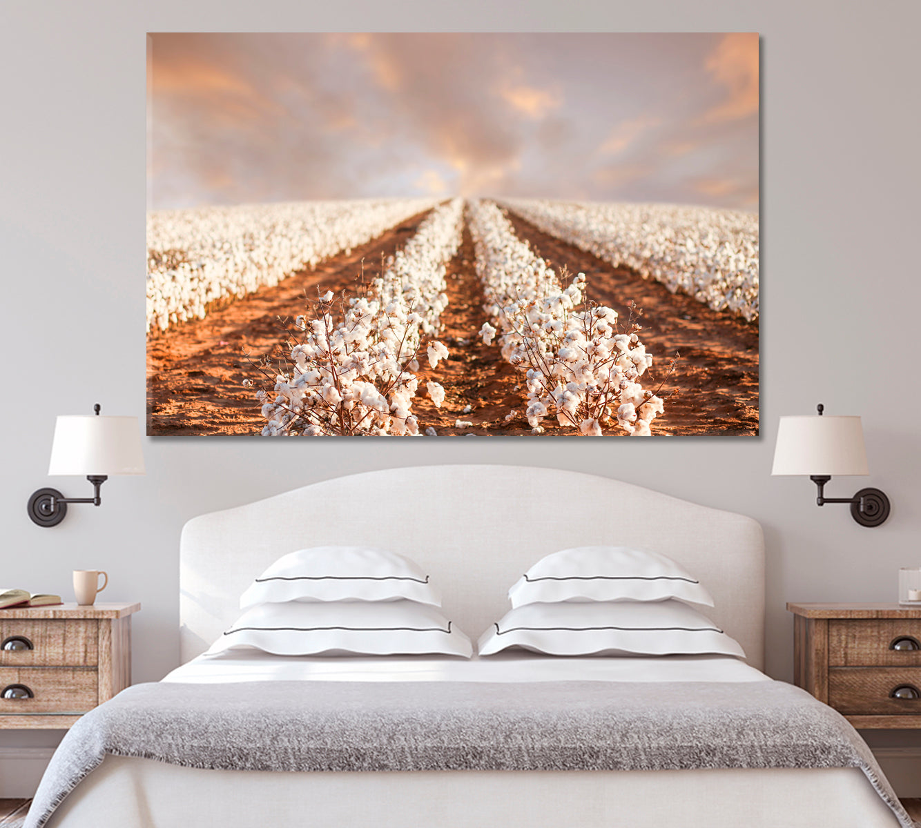 Cotton Fields of Texas Canvas Print-Canvas Print-CetArt-1 Panel-24x16 inches-CetArt