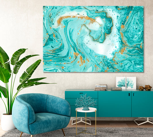 Creative Abstract Liquid Turquoise Pattern Canvas Print-Canvas Print-CetArt-1 Panel-24x16 inches-CetArt