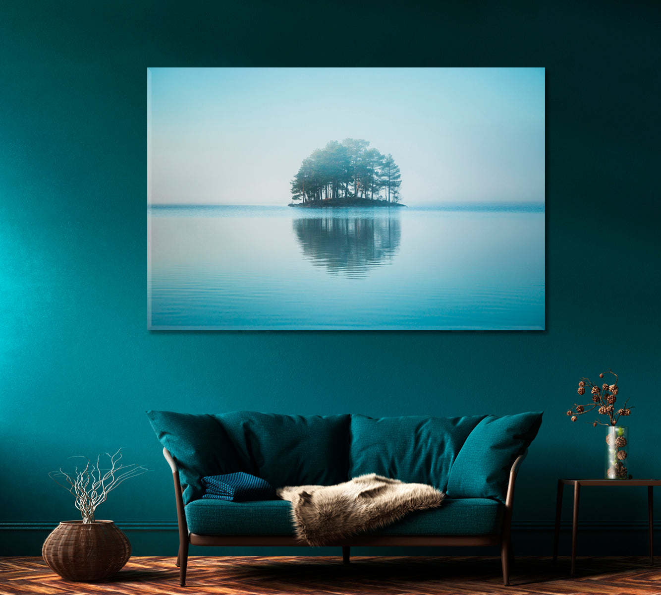 Island on Jonsvatnet Lake Norway Canvas Print-Canvas Print-CetArt-1 Panel-24x16 inches-CetArt