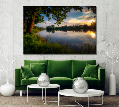 Narew River with Oaks in Poland Canvas Print-Canvas Print-CetArt-1 Panel-24x16 inches-CetArt