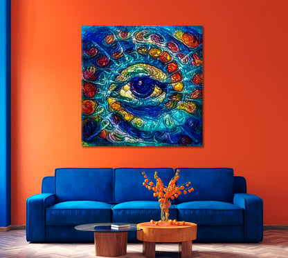 Abstract Stained Glass Eye Canvas Print-Canvas Print-CetArt-1 panel-12x12 inches-CetArt