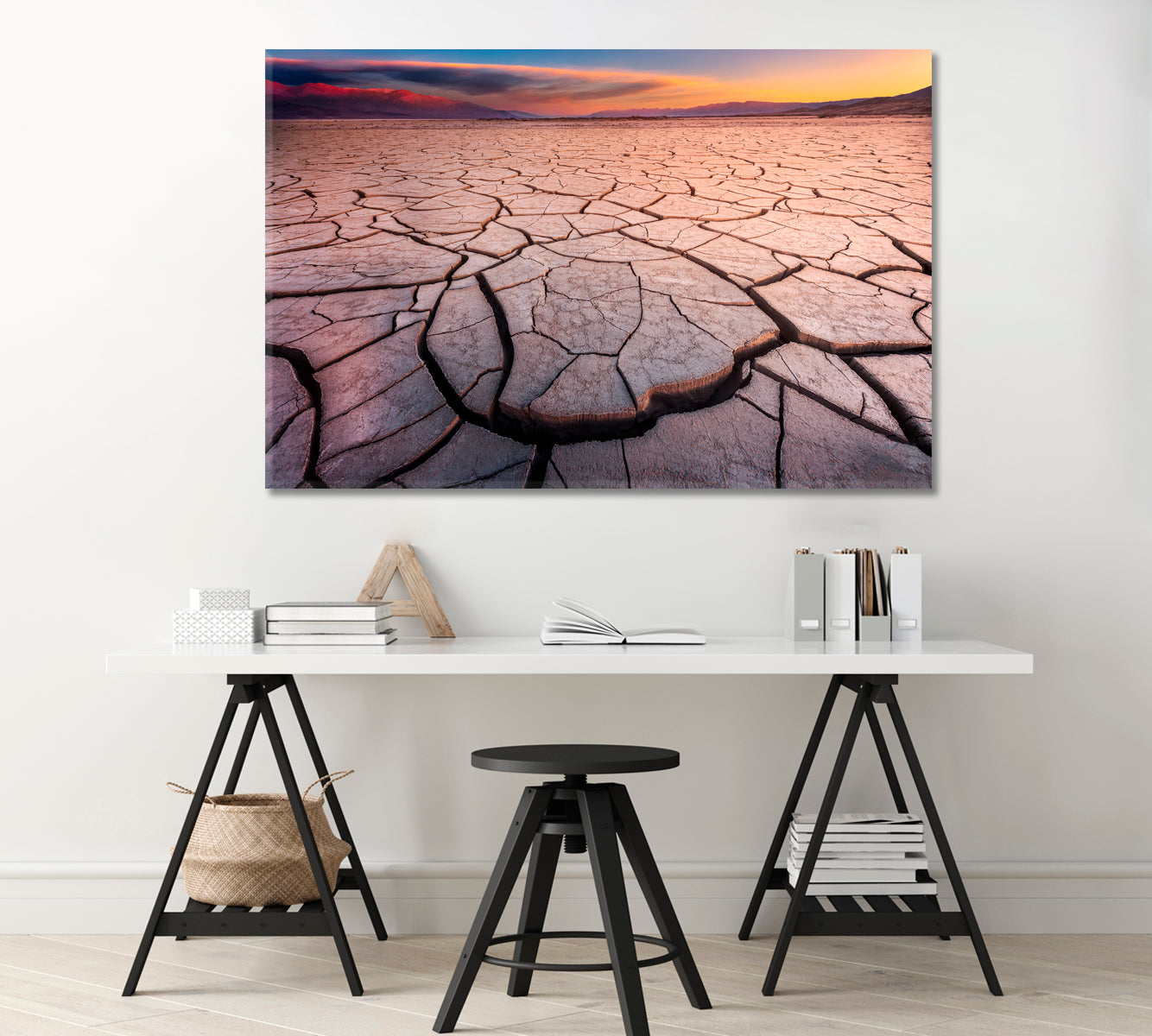 Desert Landscape Cracked Earth Canvas Print-Canvas Print-CetArt-1 Panel-24x16 inches-CetArt