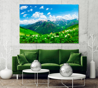 Mountain Landscape with Green Valley in Georgia Canvas Print-Canvas Print-CetArt-1 Panel-24x16 inches-CetArt