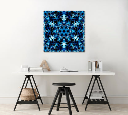 Abstract Blue Kaleidoscope Pattern Canvas Print-Canvas Print-CetArt-1 panel-12x12 inches-CetArt