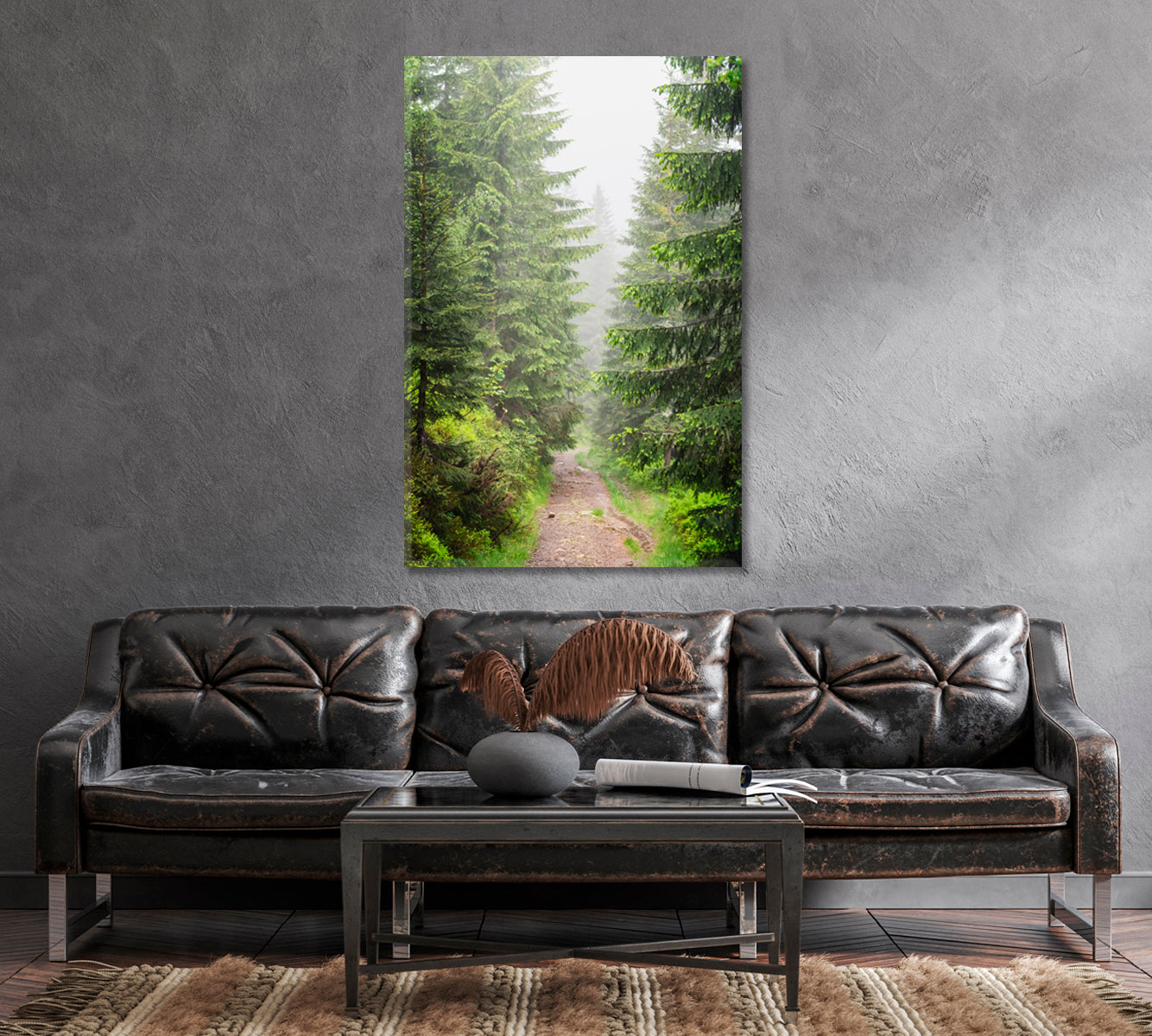 Trail in Beautiful Pine Forest Canvas Print-Canvas Print-CetArt-1 panel-16x24 inches-CetArt