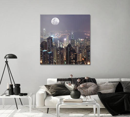 Skyline of Hong Kong City Canvas Print-Canvas Print-CetArt-1 panel-12x12 inches-CetArt