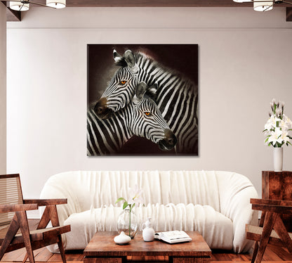 Modern Zebra Portrait Canvas Print-Canvas Print-CetArt-1 panel-12x12 inches-CetArt