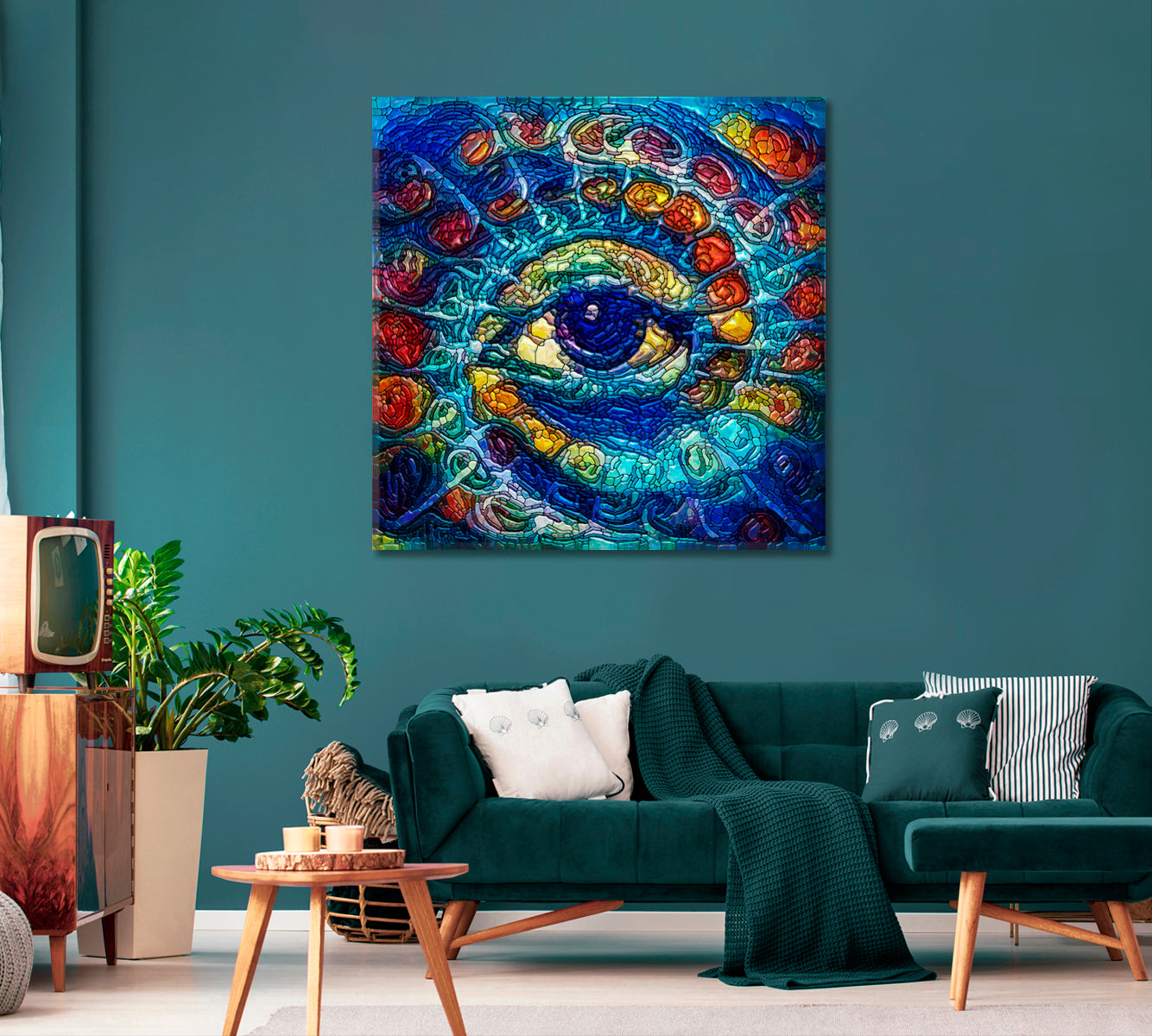 Abstract Stained Glass Eye Canvas Print-Canvas Print-CetArt-1 panel-12x12 inches-CetArt