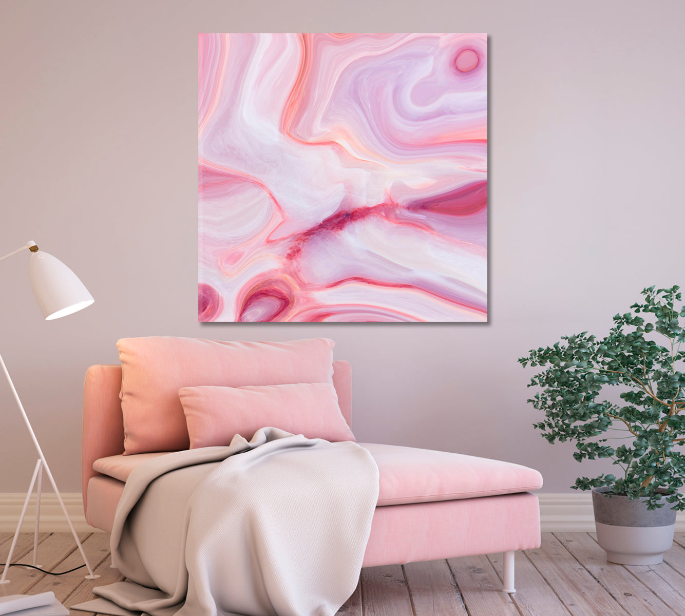 Pink Marble Pattern Canvas Print-Canvas Print-CetArt-1 panel-12x12 inches-CetArt