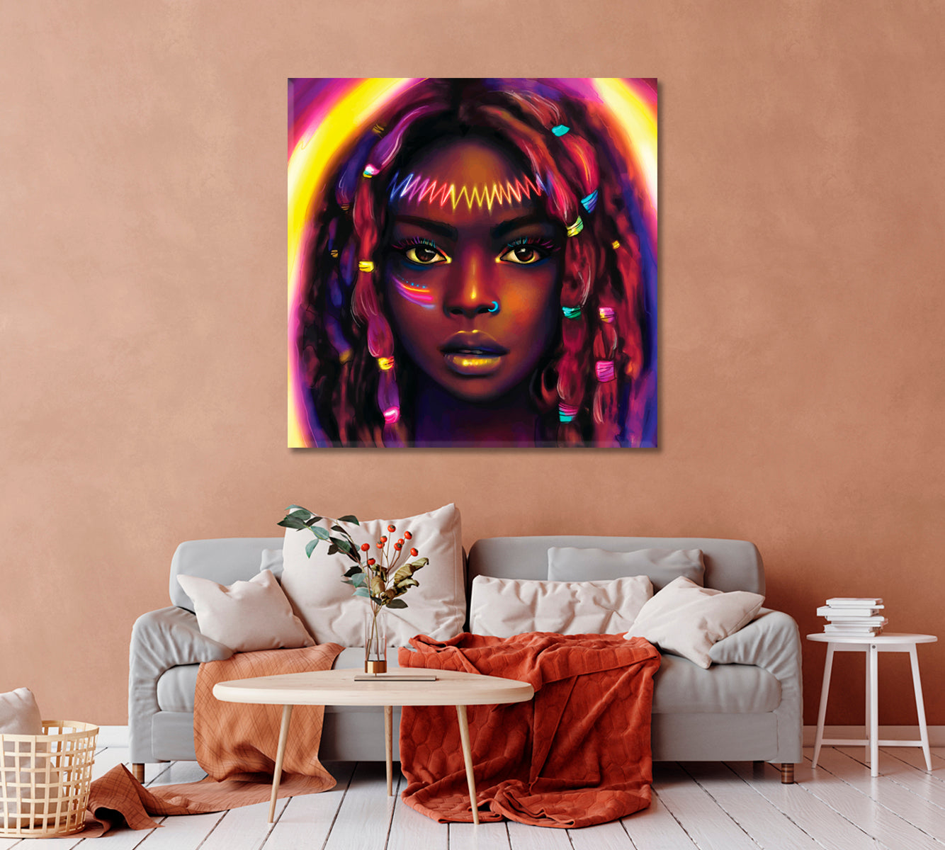 Beautiful Girl with Colourful Ribbons in Hair Canvas Print-Canvas Print-CetArt-1 panel-12x12 inches-CetArt