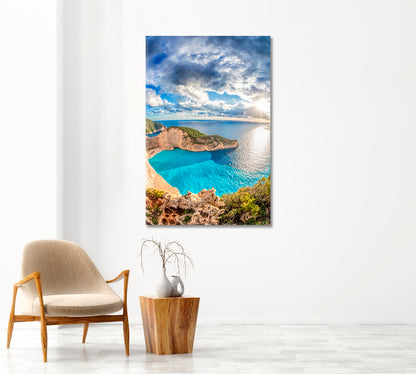 Navagio Beach Zakynthos Island Greece Canvas Print-Canvas Print-CetArt-1 panel-16x24 inches-CetArt