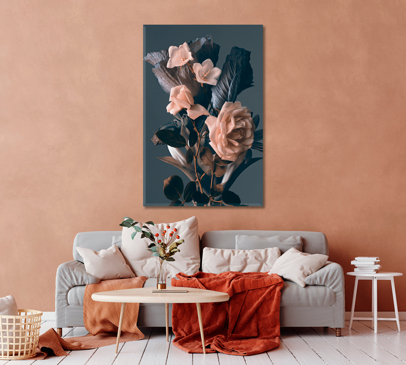 Vintage Roses Flowers Canvas Print-Canvas Print-CetArt-1 panel-16x24 inches-CetArt