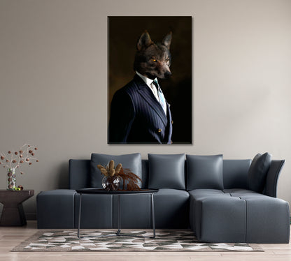 Wolf Businessman Canvas Print-Canvas Print-CetArt-1 panel-16x24 inches-CetArt