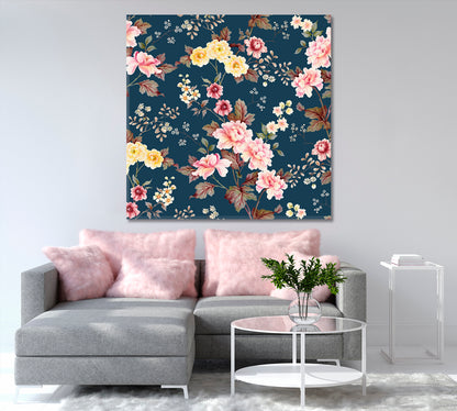 Abstract Hibiscus Flowers Canvas Print-Canvas Print-CetArt-1 panel-12x12 inches-CetArt