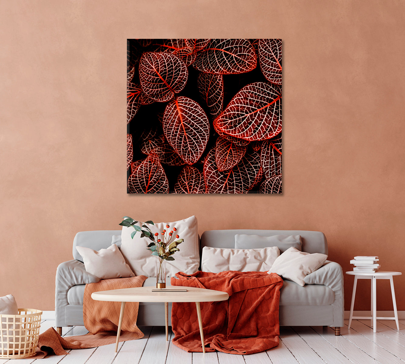 Tropical Red Leaves Canvas Print-Canvas Print-CetArt-1 panel-12x12 inches-CetArt