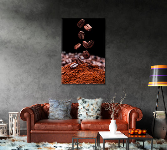Coffee Beans Falling Canvas Print-Canvas Print-CetArt-1 panel-16x24 inches-CetArt