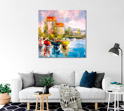 Beautiful Harbor Canvas Print-Canvas Print-CetArt-1 panel-12x12 inches-CetArt