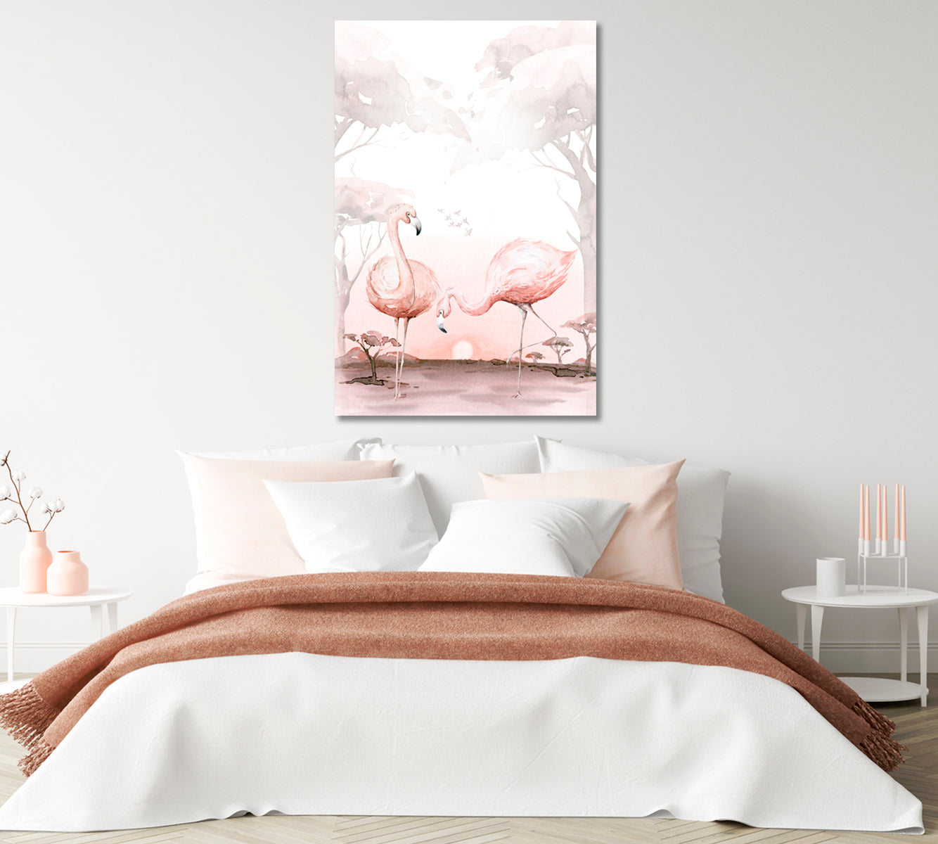 Pair of Watercolor Flamingos Canvas Print-Canvas Print-CetArt-1 panel-16x24 inches-CetArt