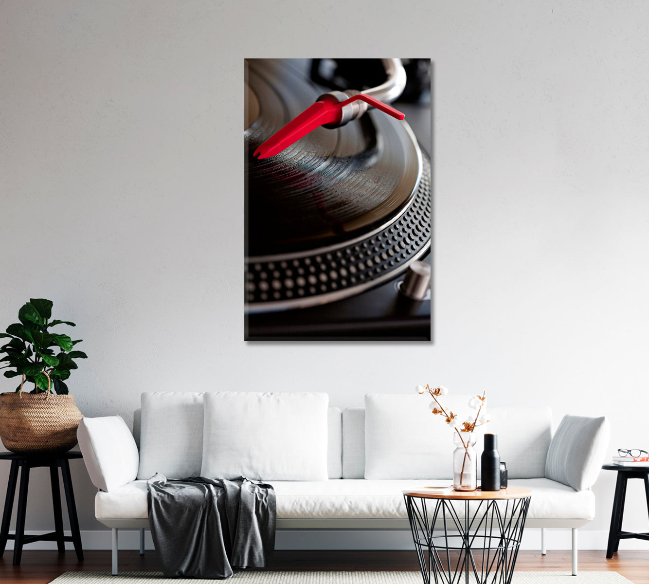 Record Player with Red Needle Canvas Print-Canvas Print-CetArt-1 panel-16x24 inches-CetArt