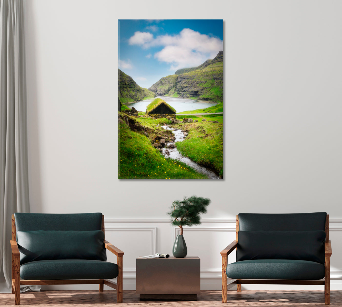 Standing Landscape Saksun Village Faroe Islands Canvas Print-Canvas Print-CetArt-1 panel-16x24 inches-CetArt