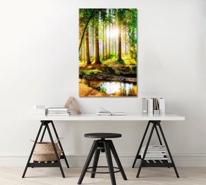 Spring Forest with Sunbeams Canvas Print-Canvas Print-CetArt-1 panel-16x24 inches-CetArt