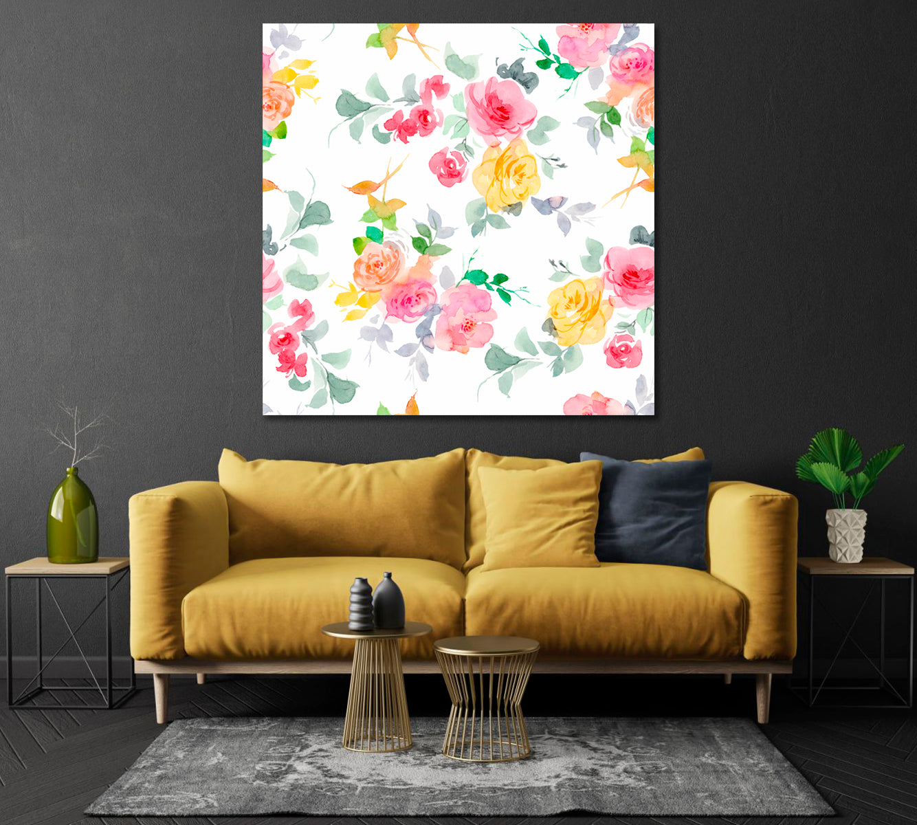 Pastel Abstract Roses Canvas Print-Canvas Print-CetArt-1 panel-12x12 inches-CetArt