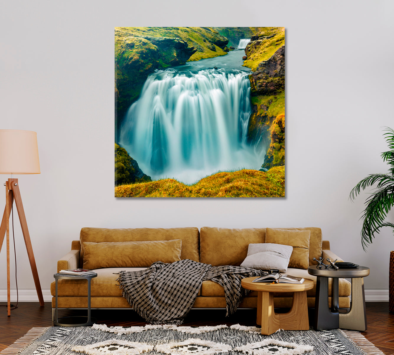 Skogafoss Waterfall Iceland Canvas Print-Canvas Print-CetArt-1 panel-12x12 inches-CetArt