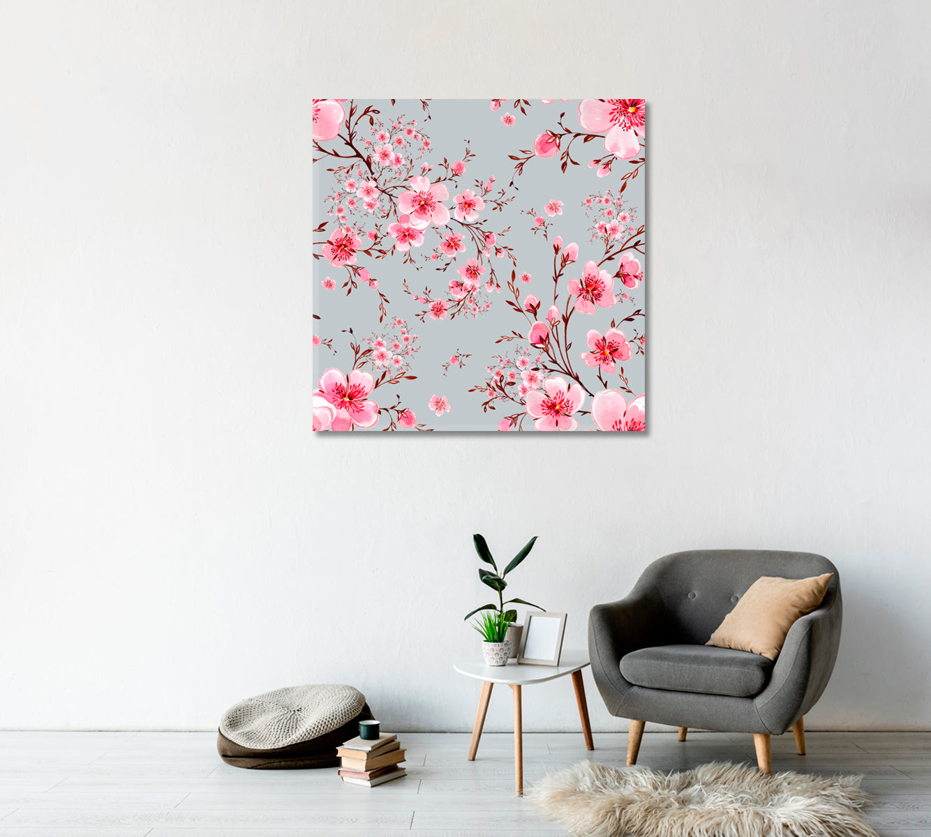 Abstract Beautiful Pink Flowers Canvas Print-Canvas Print-CetArt-1 panel-12x12 inches-CetArt