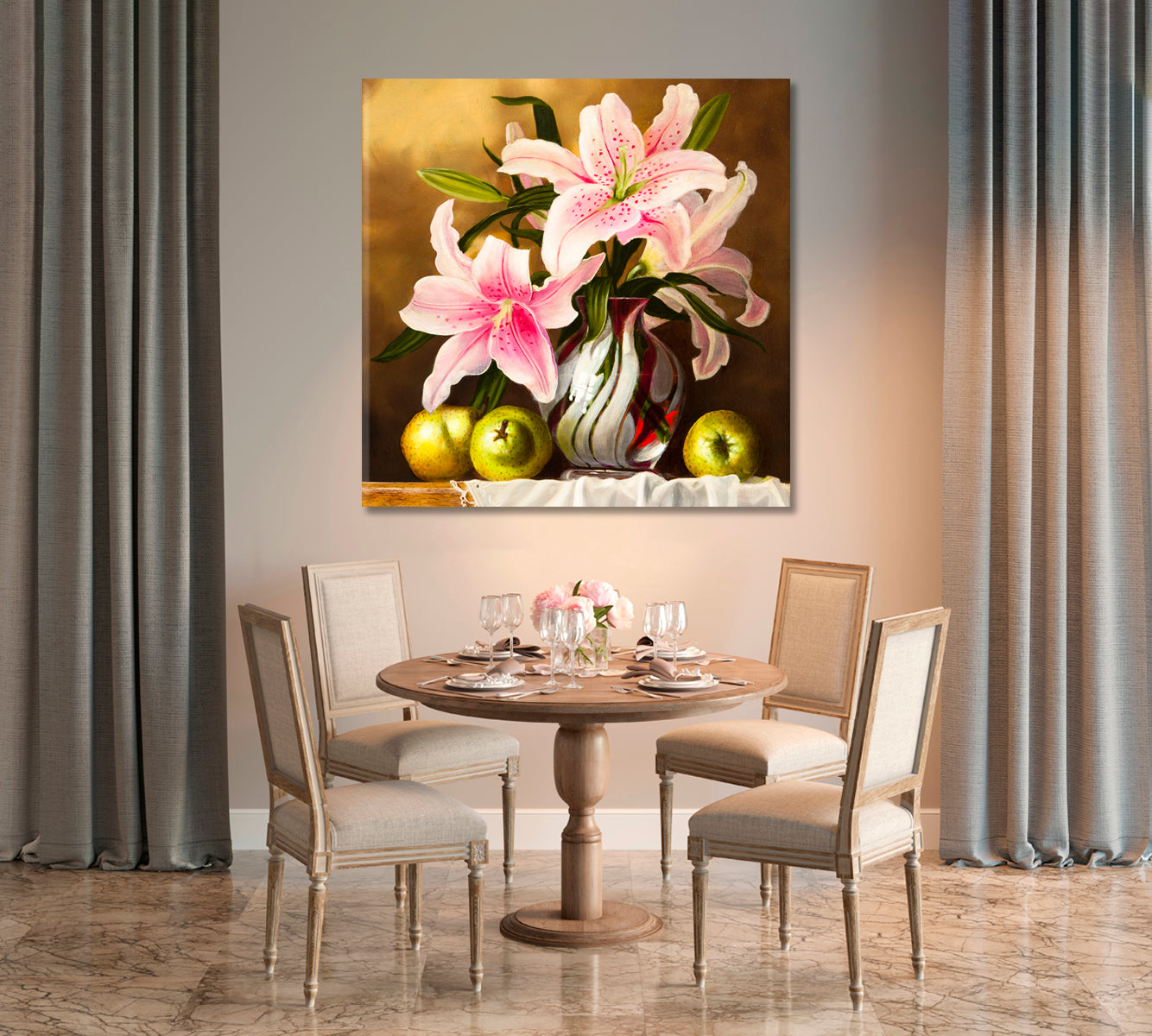 Still Life Lilies Flowers Canvas Print-Canvas Print-CetArt-1 panel-12x12 inches-CetArt