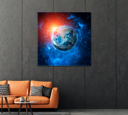 Earth and Galaxy Canvas Print-Canvas Print-CetArt-1 panel-12x12 inches-CetArt