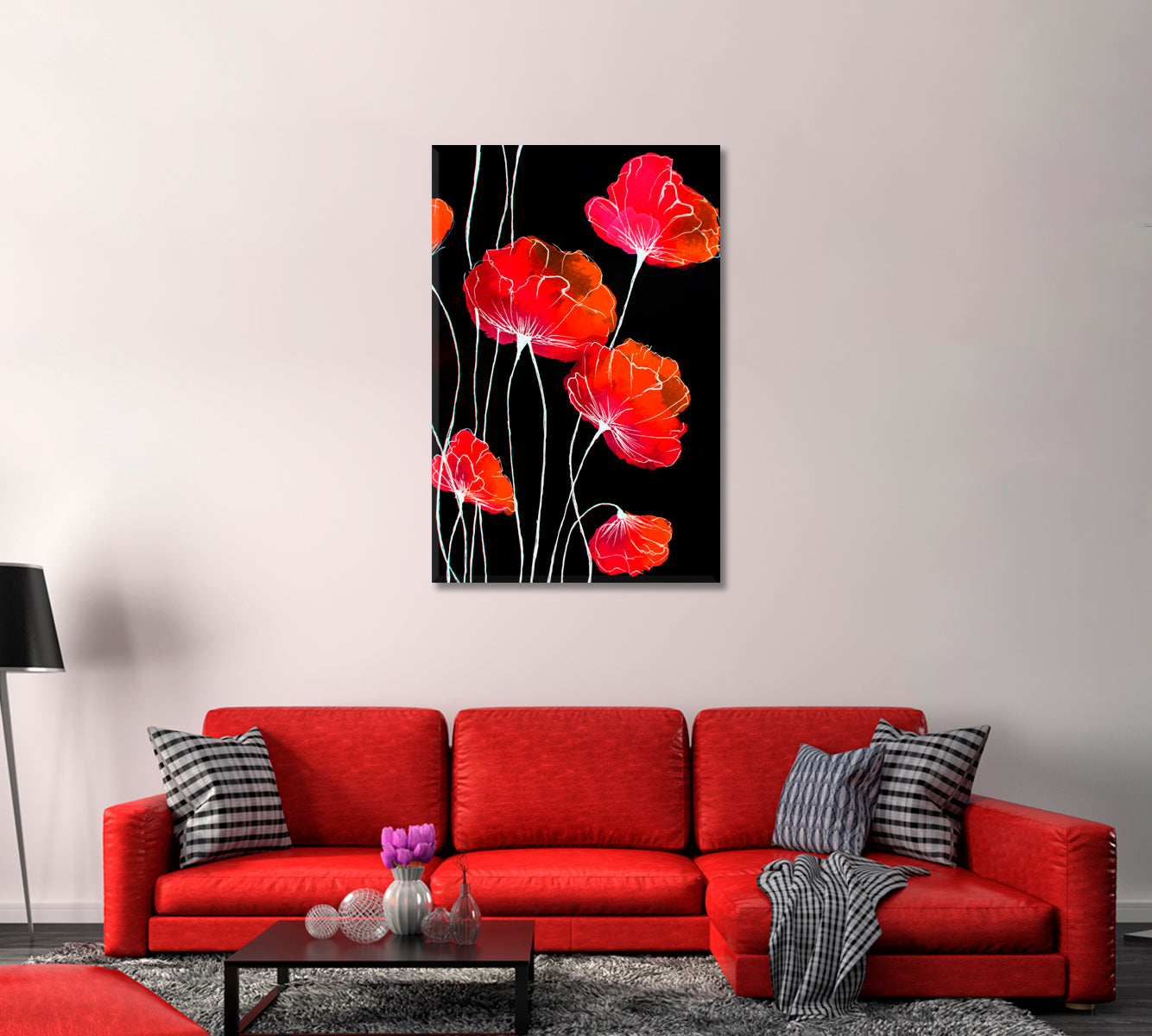 Abstract Flowers Floral Still Life Canvas Print-Canvas Print-CetArt-1 panel-16x24 inches-CetArt