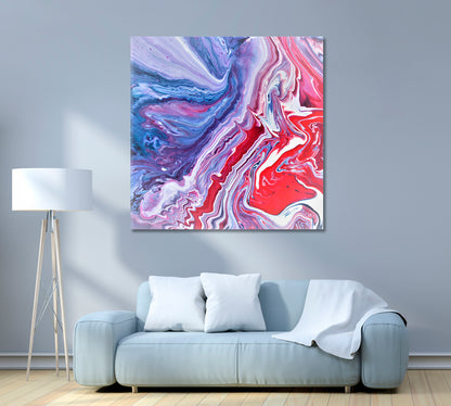 Modern Blue and Red Swirls Canvas Print-Canvas Print-CetArt-1 panel-12x12 inches-CetArt
