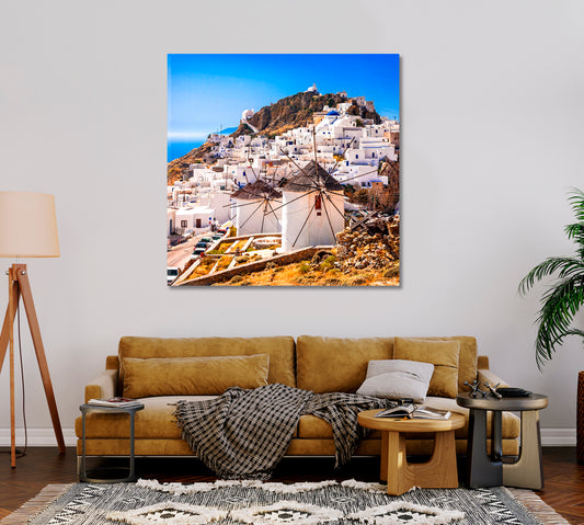 Serifos Island Chora Village and Windmills Greece Canvas Print-Canvas Print-CetArt-1 panel-12x12 inches-CetArt