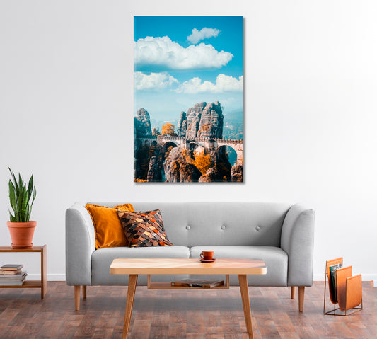 Bastei Stone Bridge in Saxon Switzerland National Park Canvas Print-Canvas Print-CetArt-1 panel-16x24 inches-CetArt